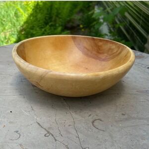 Vintage Maple Wood Bowl Large Tan Hand Turned Baribocraft MCM 10.5" Honey Gold
